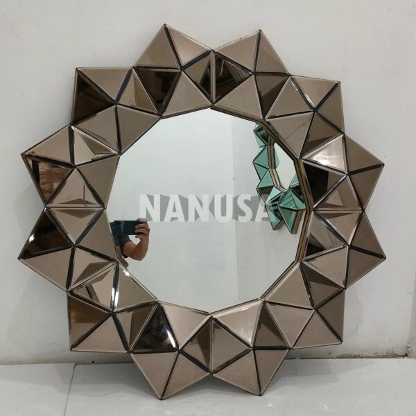 modern-wall-round-mirror-3D-diamond-brown